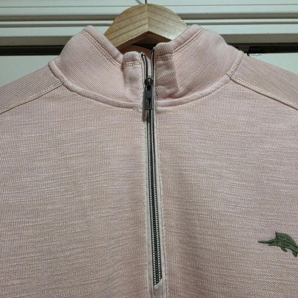 Tommy Bahama Men's Pink 1/4 Zip Pullover Sweatshirt Mock Neck Size M